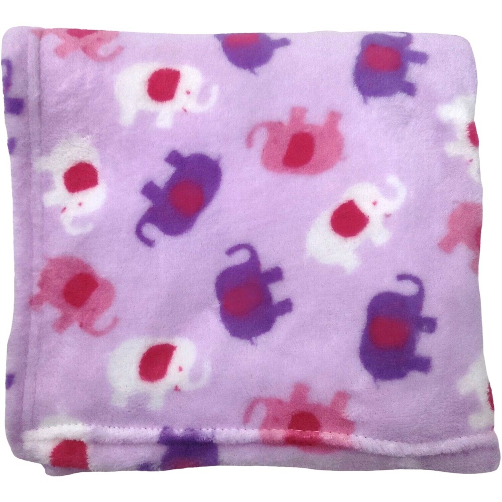 Snugly Baby Purple Pink White Elephant Blanket Fleece Lovey Security‎ 30x33 htf